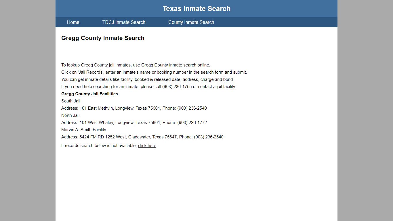 Gregg County Judicial Records and Jail - Texas Inmate Search